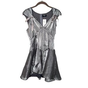 Storia Izzie Overlay Mini Dress Silver Grey Size S  NWT